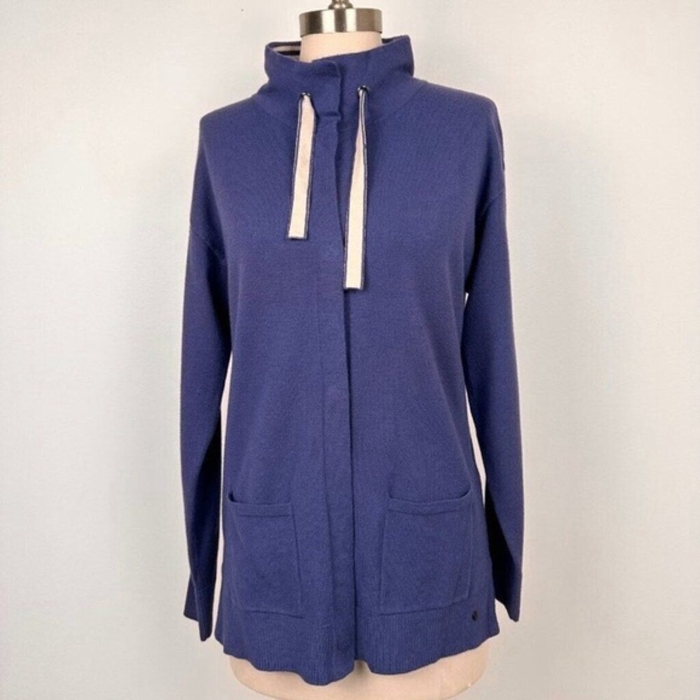Olsen Women’s Snap Button Mock Neck Sweater Size 4 XS Blue Soft New
